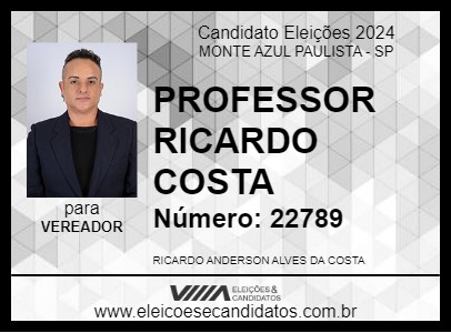 Candidato PROFESSOR RICARDO COSTA 2024 - MONTE AZUL PAULISTA - Eleições