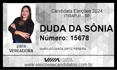 Candidato DUDA DA SÔNIA 2024 - ITIRAPUÃ - Eleições