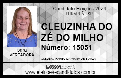 Candidato CLEUZINHA DO ZÉ DO MILHO 2024 - ITIRAPUÃ - Eleições