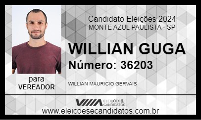 Candidato WILLIAN GUGA 2024 - MONTE AZUL PAULISTA - Eleições