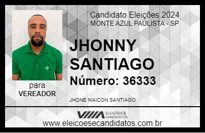 Candidato JHONNY SANTIAGO 2024 - MONTE AZUL PAULISTA - Eleições