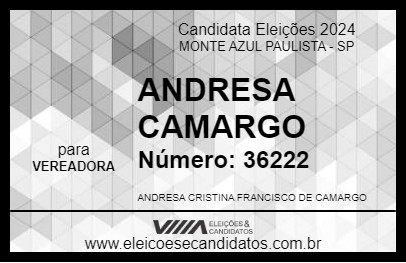 Candidato ANDRESA CAMARGO 2024 - MONTE AZUL PAULISTA - Eleições