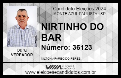 Candidato NIRTINHO DO BAR 2024 - MONTE AZUL PAULISTA - Eleições