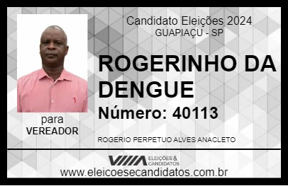 Candidato ROGERINHO DA DENGUE 2024 - GUAPIAÇU - Eleições