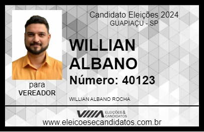 Candidato WILLIAM ALBANO 2024 - GUAPIAÇU - Eleições