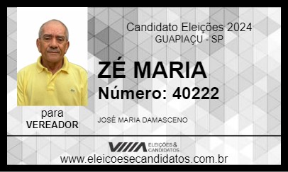 Candidato ZÉ MARIA 2024 - GUAPIAÇU - Eleições