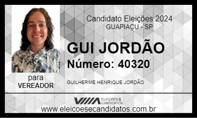 Candidato GUI JORDÃO 2024 - GUAPIAÇU - Eleições