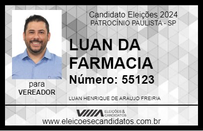 Candidato LUAN DA FARMACIA 2024 - PATROCÍNIO PAULISTA - Eleições