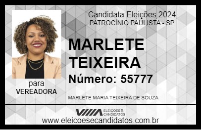 Candidato MARLETE TEIXEIRA 2024 - PATROCÍNIO PAULISTA - Eleições