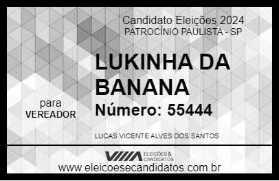 Candidato LUKINHA DA BANANA 2024 - PATROCÍNIO PAULISTA - Eleições