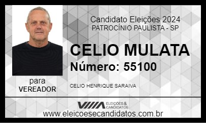 Candidato CELIO MULATA 2024 - PATROCÍNIO PAULISTA - Eleições