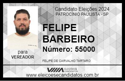 Candidato FELIPE BARBEIRO 2024 - PATROCÍNIO PAULISTA - Eleições