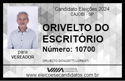 Candidato ORIVELTO DO ESCRITÓRIO 2024 - CAJOBI - Eleições