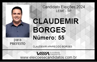 Candidato CLAUDEMIR BORGES 2024 - LEME - Eleições