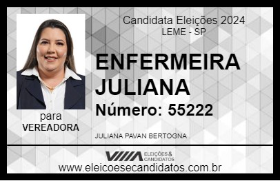 Candidato ENFERMEIRA JULIANA 2024 - LEME - Eleições