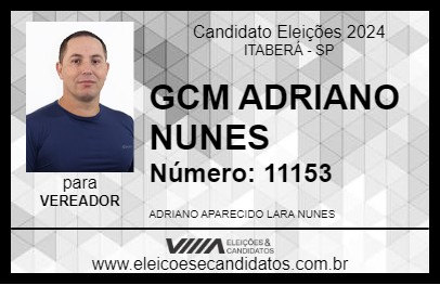 Candidato GCM ADRIANO NUNES 2024 - ITABERÁ - Eleições