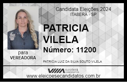 Candidato PATRICIA VILELA 2024 - ITABERÁ - Eleições