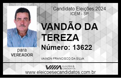 Candidato VANDÃO DA TEREZA 2024 - ICÉM - Eleições