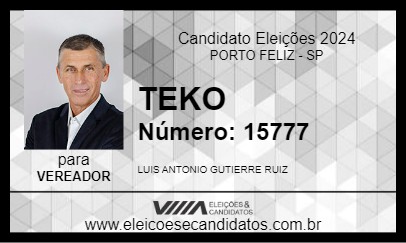 Candidato TEKO 2024 - PORTO FELIZ - Eleições