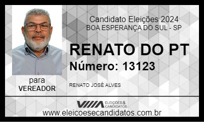 Candidato RENATO DO PT 2024 - BOA ESPERANÇA DO SUL - Eleições