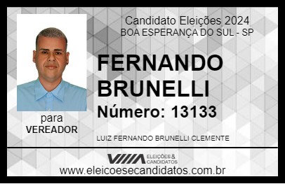 Candidato FERNANDO BRUNELLI 2024 - BOA ESPERANÇA DO SUL - Eleições