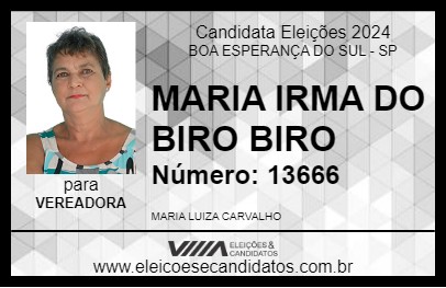 Candidato MARIA IRMA DO BIRO BIRO 2024 - BOA ESPERANÇA DO SUL - Eleições