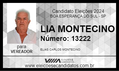 Candidato LIA MONTECINO 2024 - BOA ESPERANÇA DO SUL - Eleições