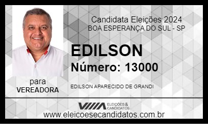 Candidato EDILSON 2024 - BOA ESPERANÇA DO SUL - Eleições