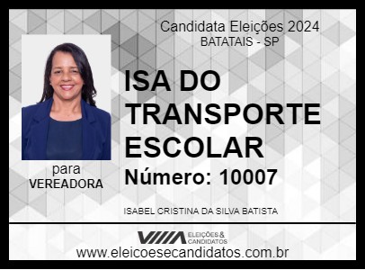 Candidato ISA DO TRANSPORTE ESCOLAR 2024 - BATATAIS - Eleições