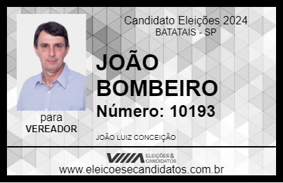 Candidato JOÃO BOMBEIRO 2024 - BATATAIS - Eleições