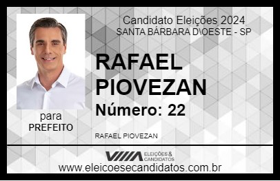 Candidato RAFAEL PIOVEZAN 2024 - SANTA BÁRBARA D\OESTE - Eleições