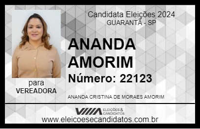 Candidato ANANDA AMORIM 2024 - GUARANTÃ - Eleições