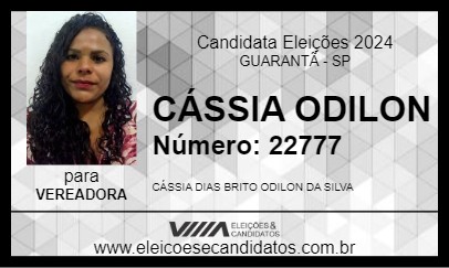 Candidato CÁSSIA ODILON 2024 - GUARANTÃ - Eleições