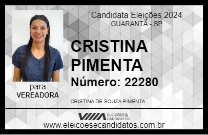 Candidato CRISTINA PIMENTA 2024 - GUARANTÃ - Eleições