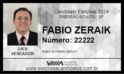 Candidato FABIO ZERAIK 2024 - RIBEIRÃO BONITO - Eleições