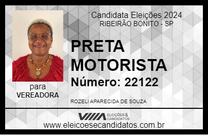 Candidato PRETA MOTORISTA 2024 - RIBEIRÃO BONITO - Eleições