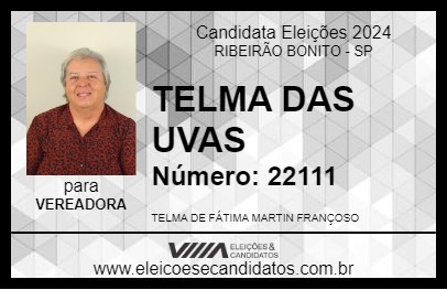 Candidato TELMA DAS UVAS 2024 - RIBEIRÃO BONITO - Eleições