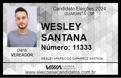 Candidato WESLEY SANTANA 2024 - GUARANTÃ - Eleições