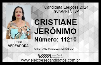 Candidato CRISTIANE JERÔNIMO 2024 - GUARANTÃ - Eleições