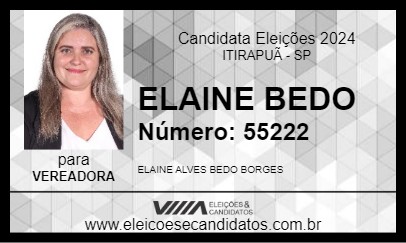 Candidato ELAINE BEDO 2024 - ITIRAPUÃ - Eleições