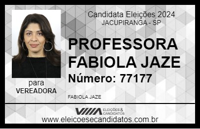 Candidato PROFESSORA FABIOLA JAZE 2024 - JACUPIRANGA - Eleições