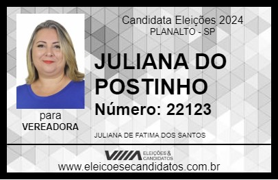 Candidato JULIANA DO POSTINHO 2024 - PLANALTO - Eleições