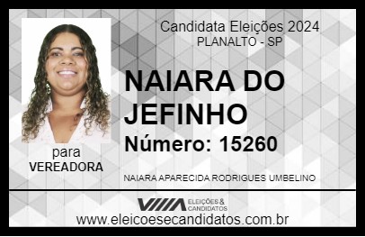 Candidato NAIARA DO JEFINHO 2024 - PLANALTO - Eleições