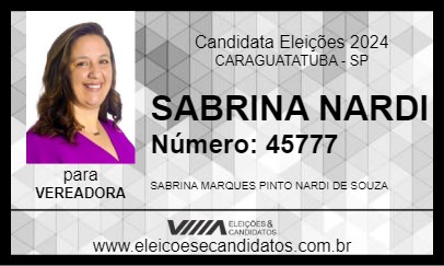 Candidato SABRINA NARDI 2024 - CARAGUATATUBA - Eleições