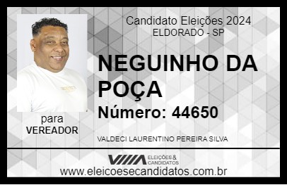 Candidato NEGUINHO DA POÇA 2024 - ELDORADO - Eleições