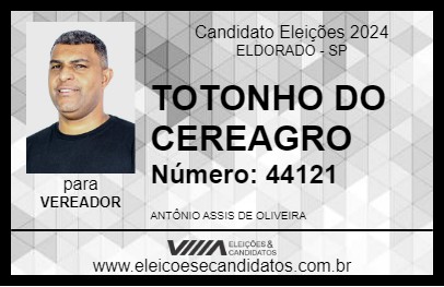 Candidato TOTONHO DO CEREAGRO 2024 - ELDORADO - Eleições