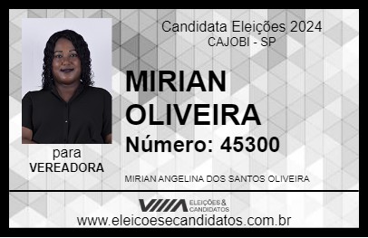 Candidato MIRIAN OLIVEIRA 2024 - CAJOBI - Eleições