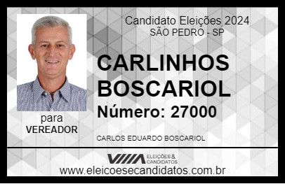 Candidato CARLINHOS BOSCARIOL 2024 - SÃO PEDRO - Eleições