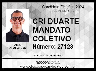 Candidato CRI DUARTE MANDATO COLETIVO 2024 - SÃO PEDRO - Eleições