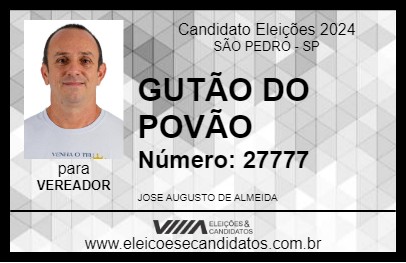 Candidato GUTÃO DO POVÃO 2024 - SÃO PEDRO - Eleições